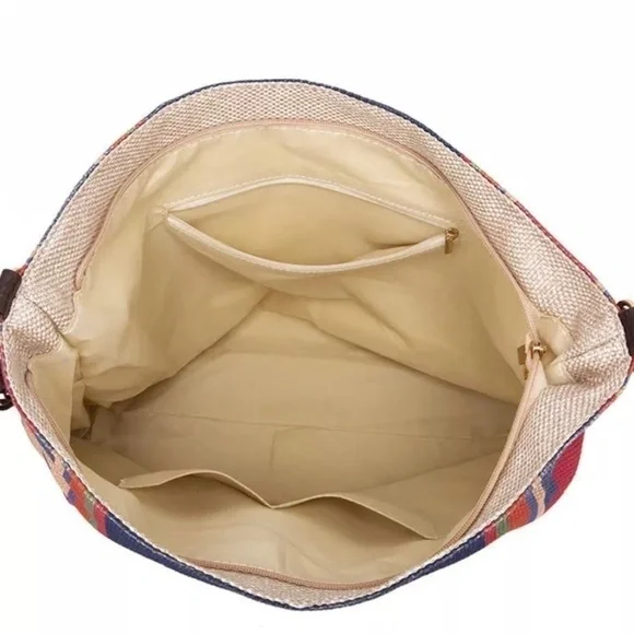 NWT SamaYe Boho Southwestern Vintage Style Multicolor Tote Leather Fringe Strap - Picture 13 of 14